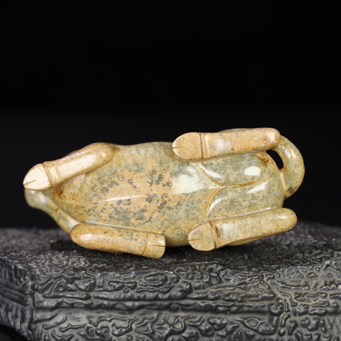 Chinese Natural Jade Carved Cow