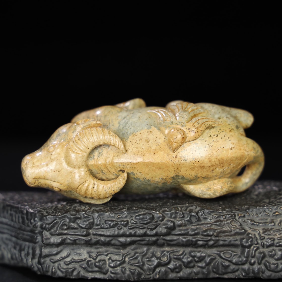 Chinese Natural Jade Carved Cow