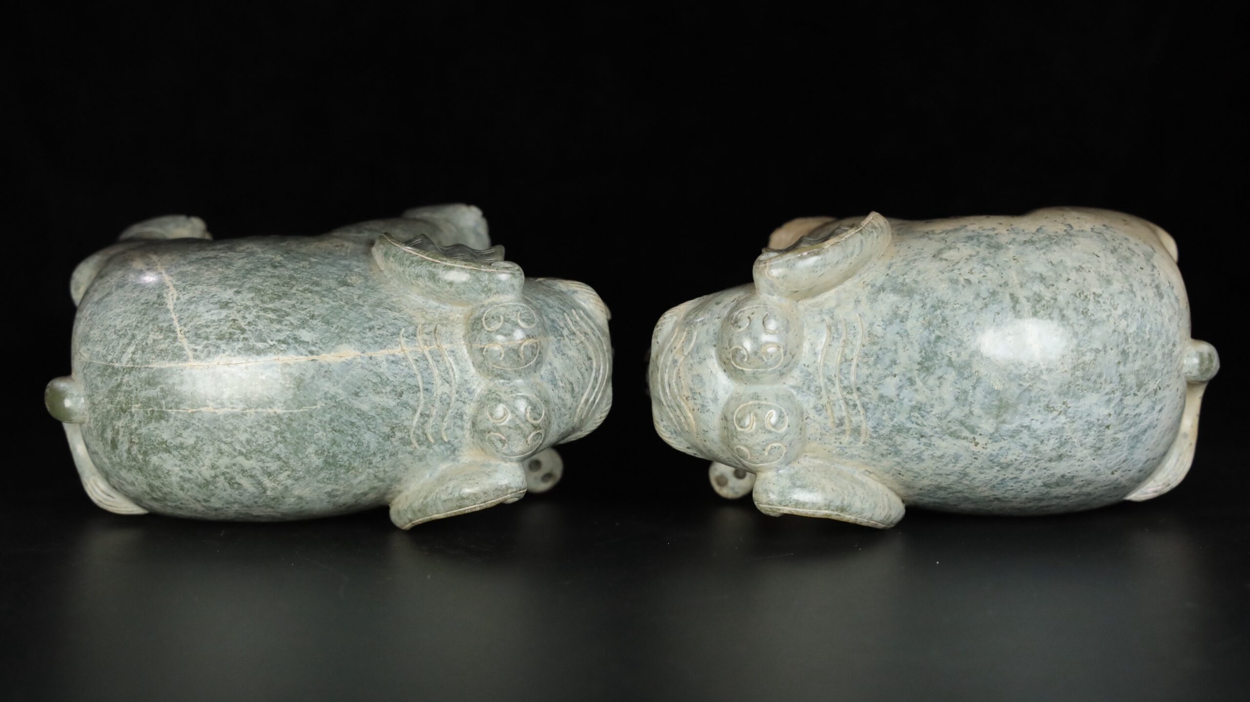 Chinese Natural Jade Carved Elephants