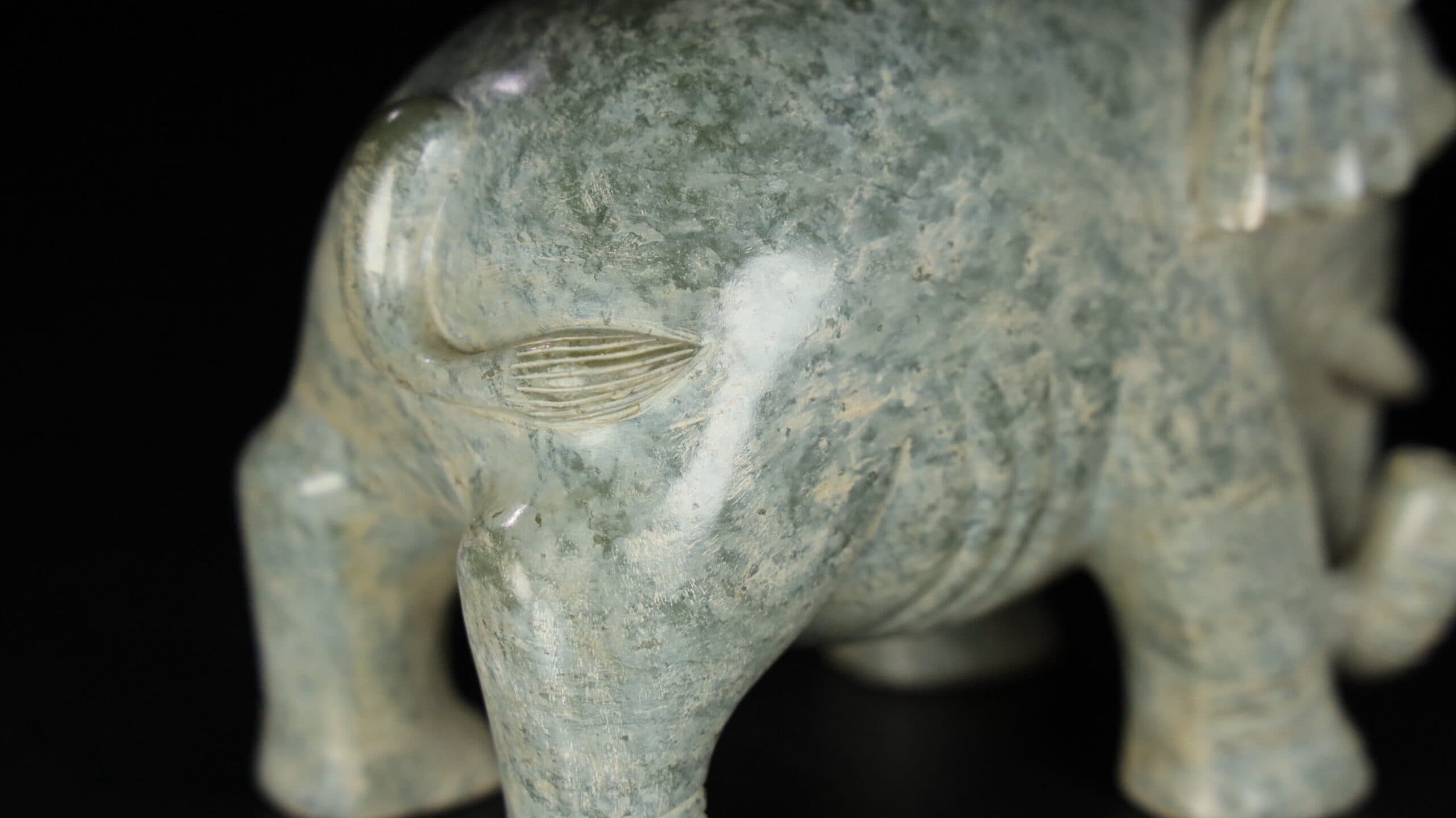 Chinese Natural Jade Carved Elephants