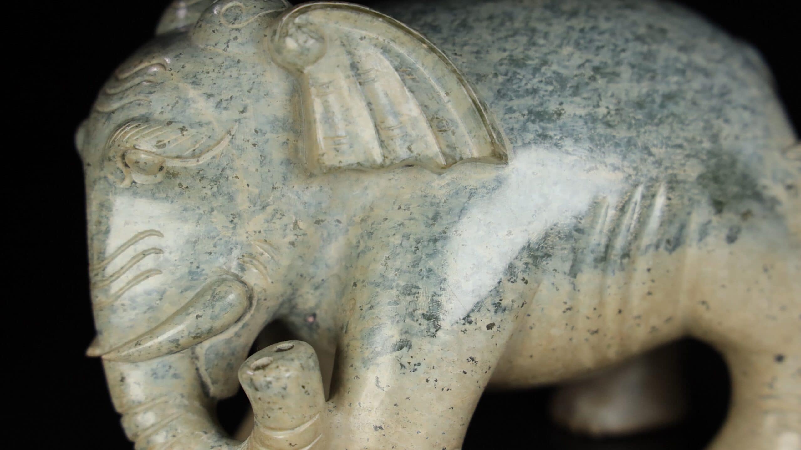 Chinese Natural Jade Carved Elephants