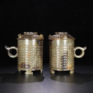 Chinese Natural Jade Carved Cups