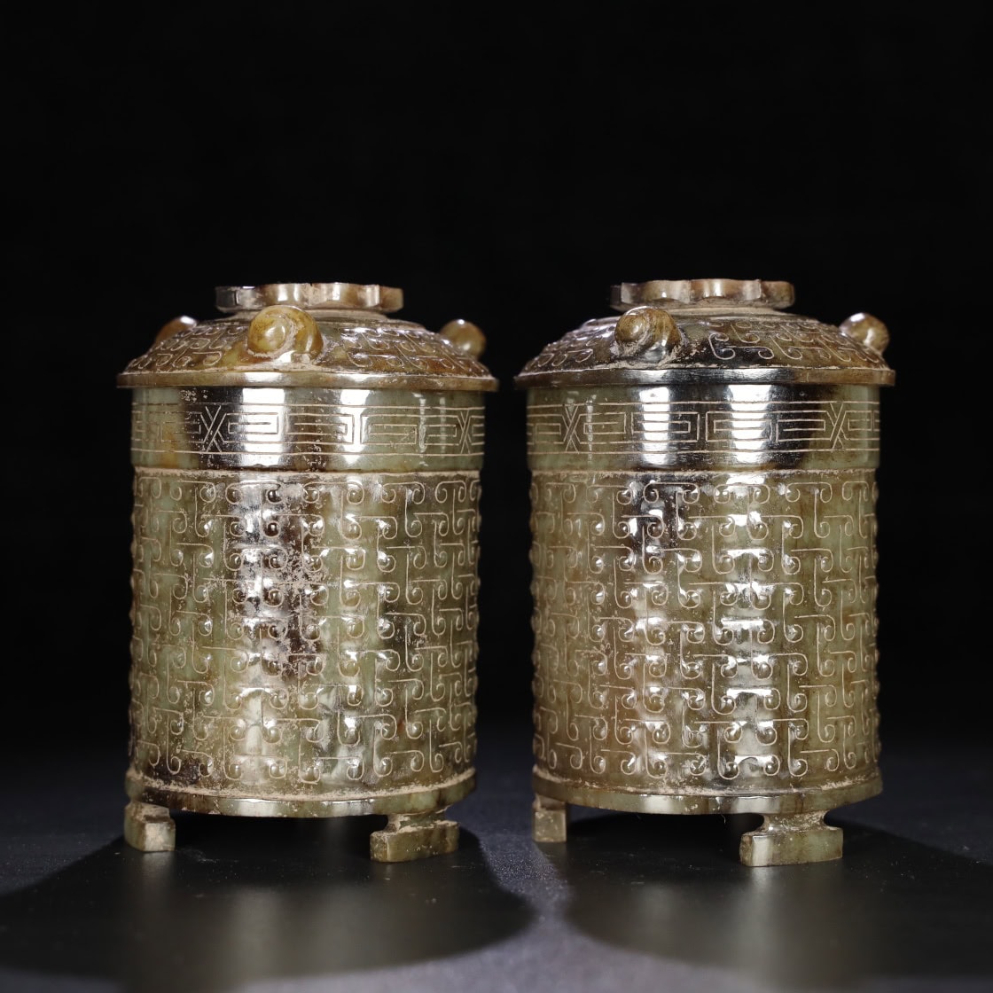 Chinese Natural Jade Carved Cups