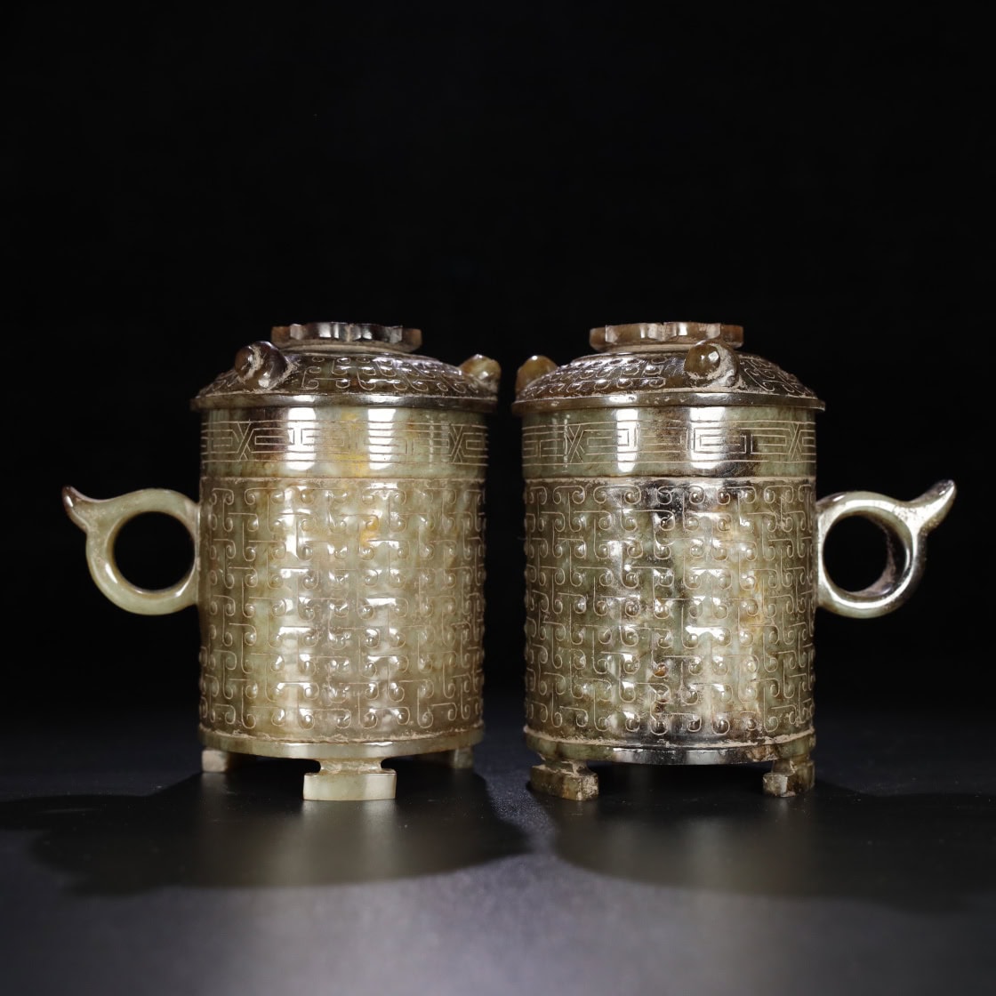 Chinese Natural Jade Carved Cups