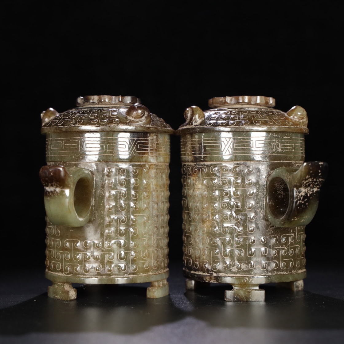 Chinese Natural Jade Carved Cups