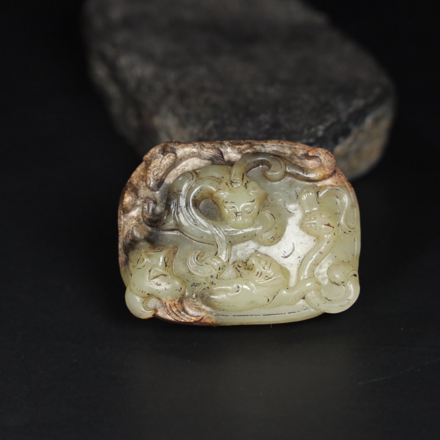 Chinese Natural Jade Carved belt buckle