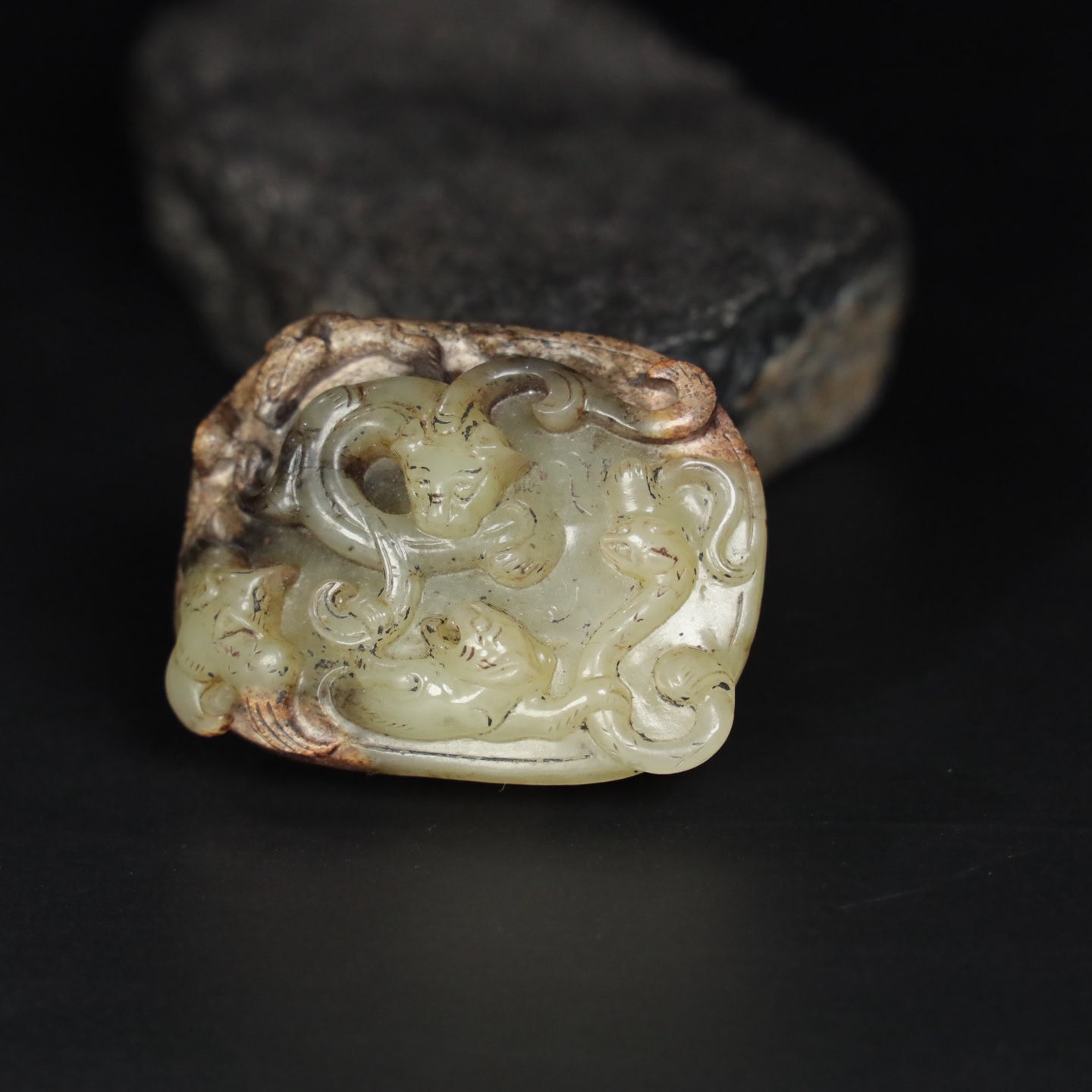Chinese Natural Jade Carved belt buckle