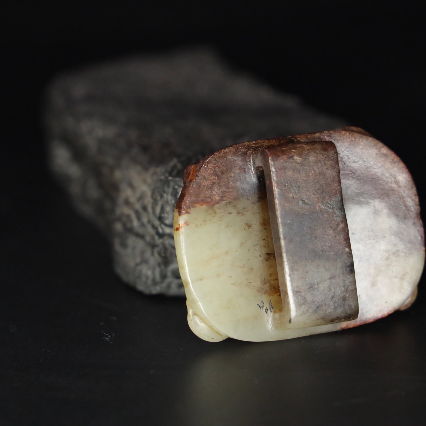 Chinese Natural Jade Carved belt buckle