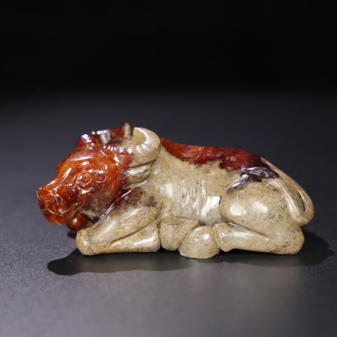 Chinese Natural Jade Carved Cow