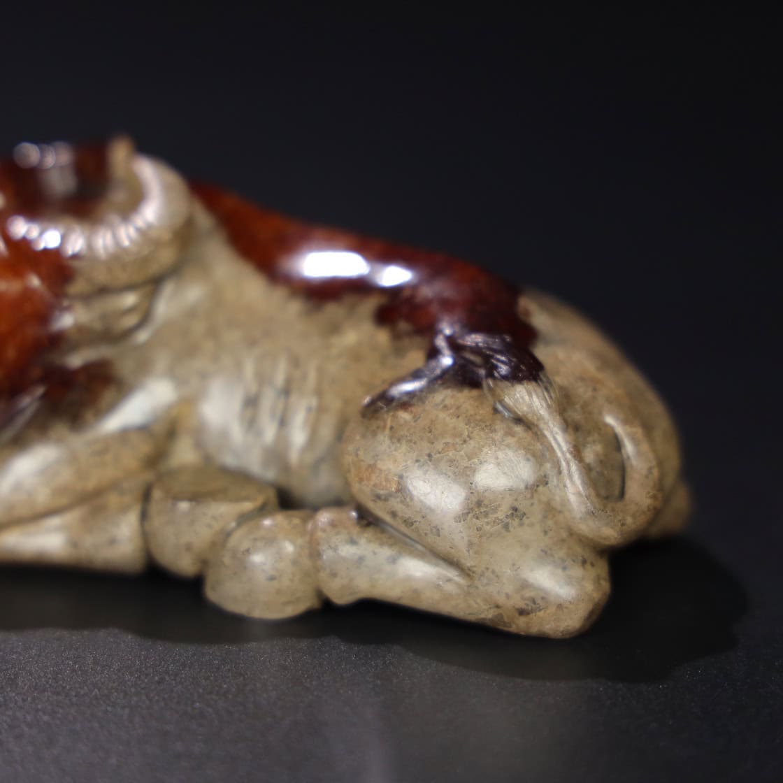 Chinese Natural Jade Carved Cow