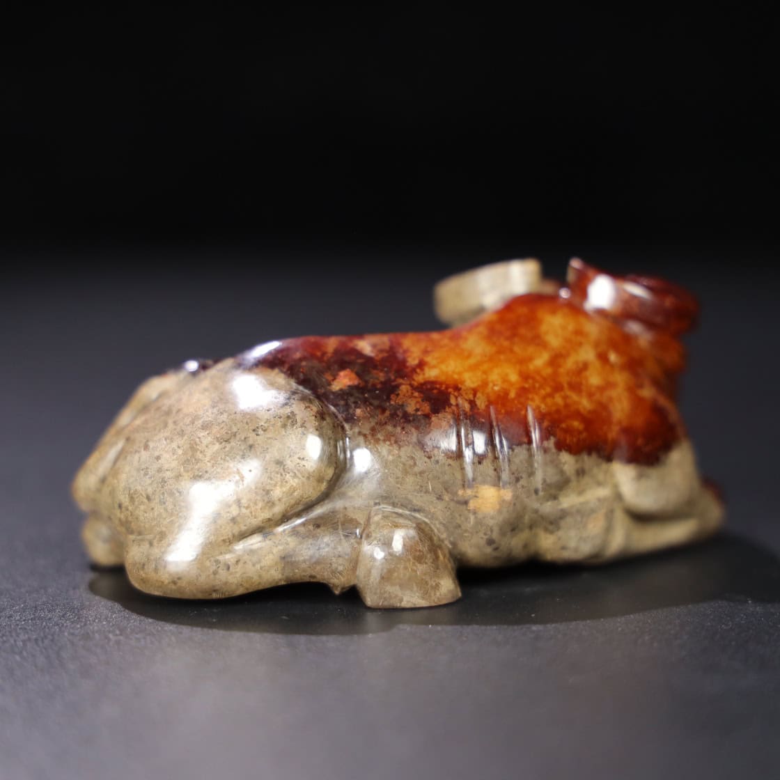 Chinese Natural Jade Carved Cow