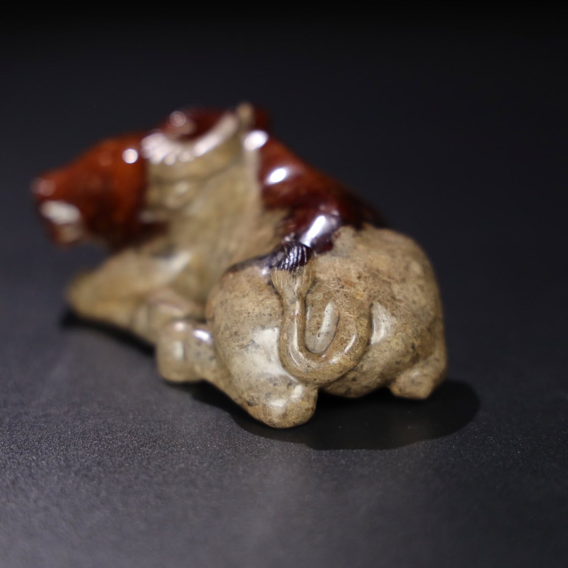 Chinese Natural Jade Carved Cow