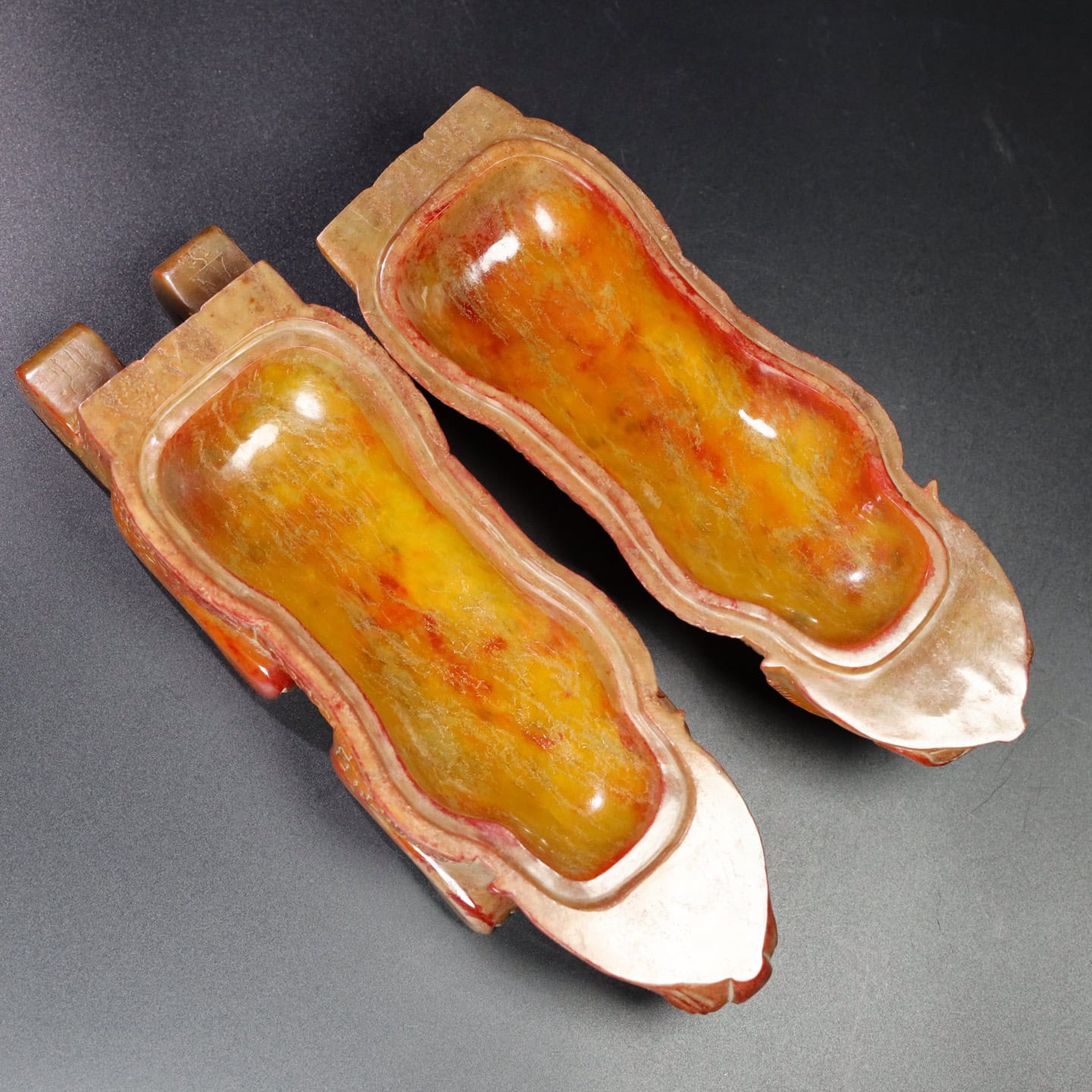 Chinese Natural Jade Carved Beast Boxes