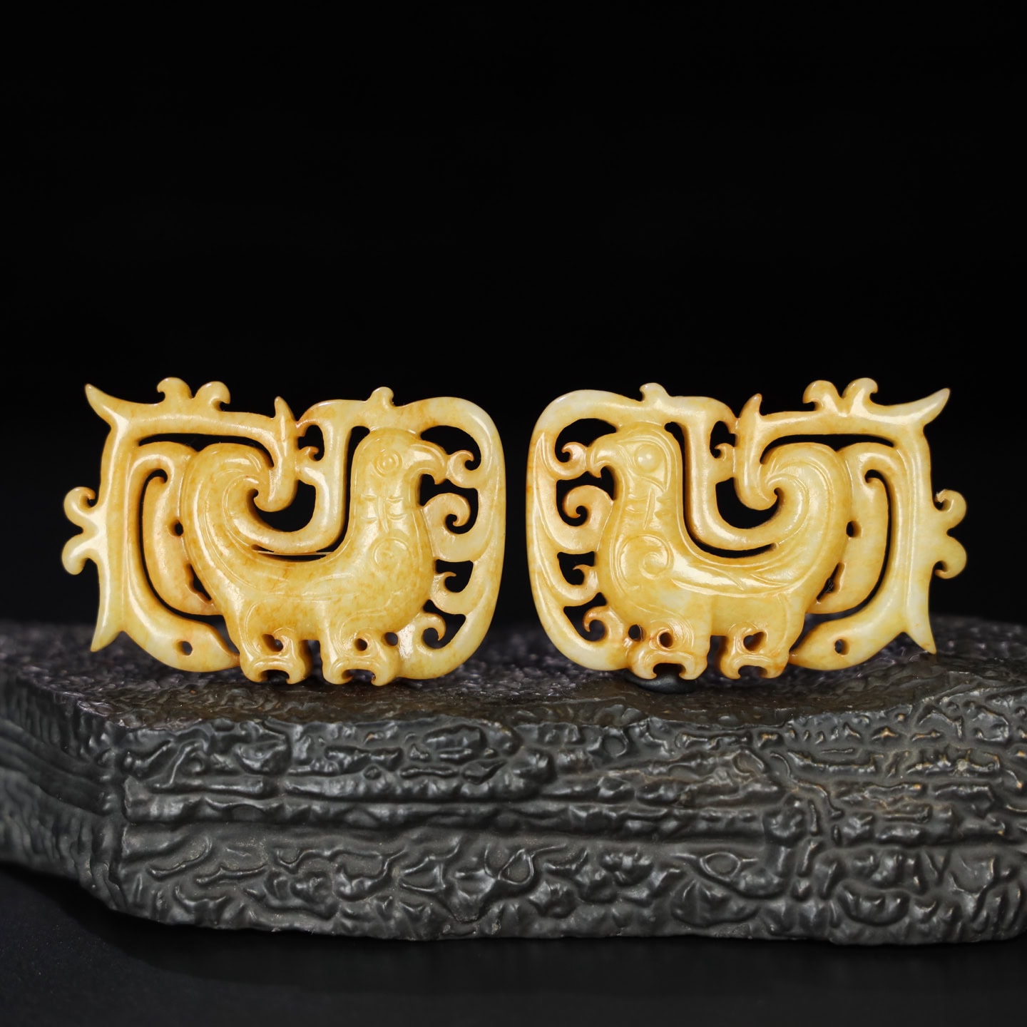 Chinese Natural Jade Carved Phoenix Pendants