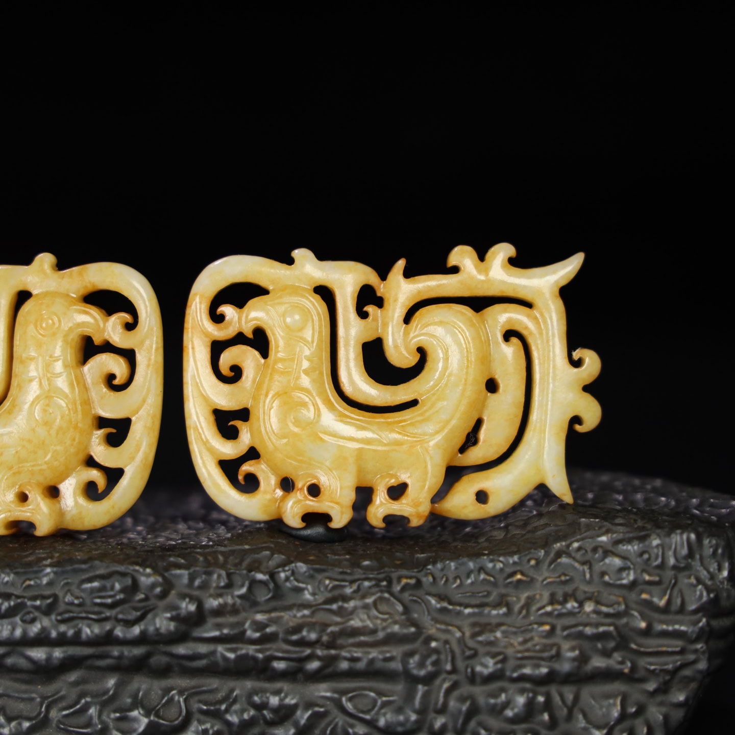 Chinese Natural Jade Carved Phoenix Pendants