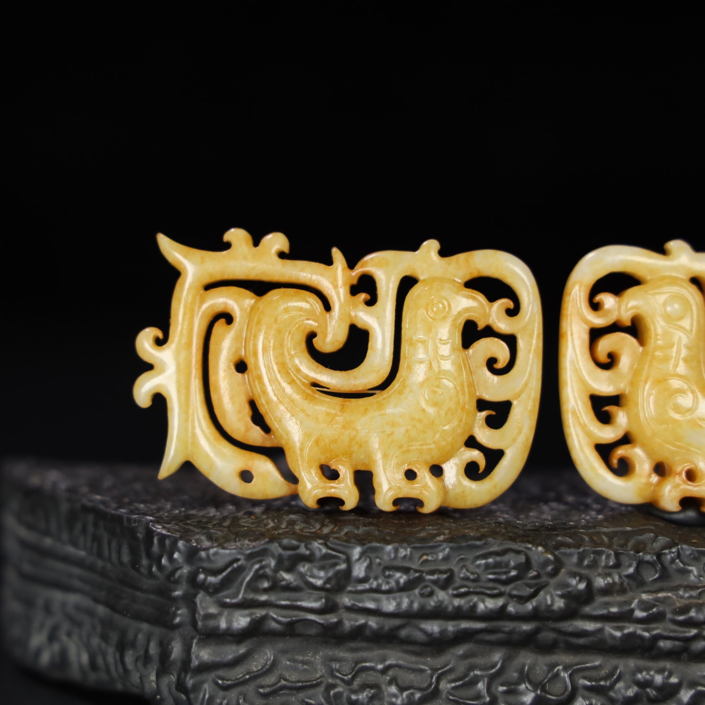 Chinese Natural Jade Carved Phoenix Pendants