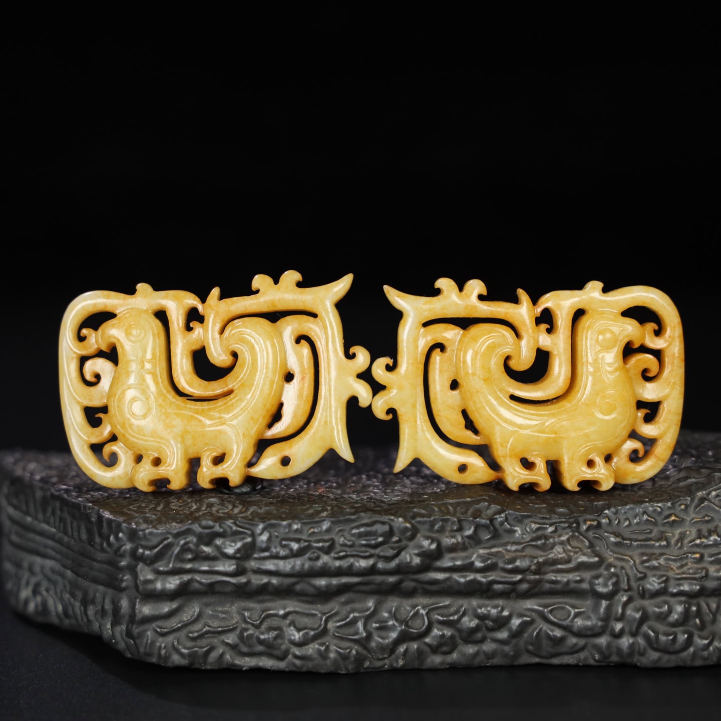 Chinese Natural Jade Carved Phoenix Pendants