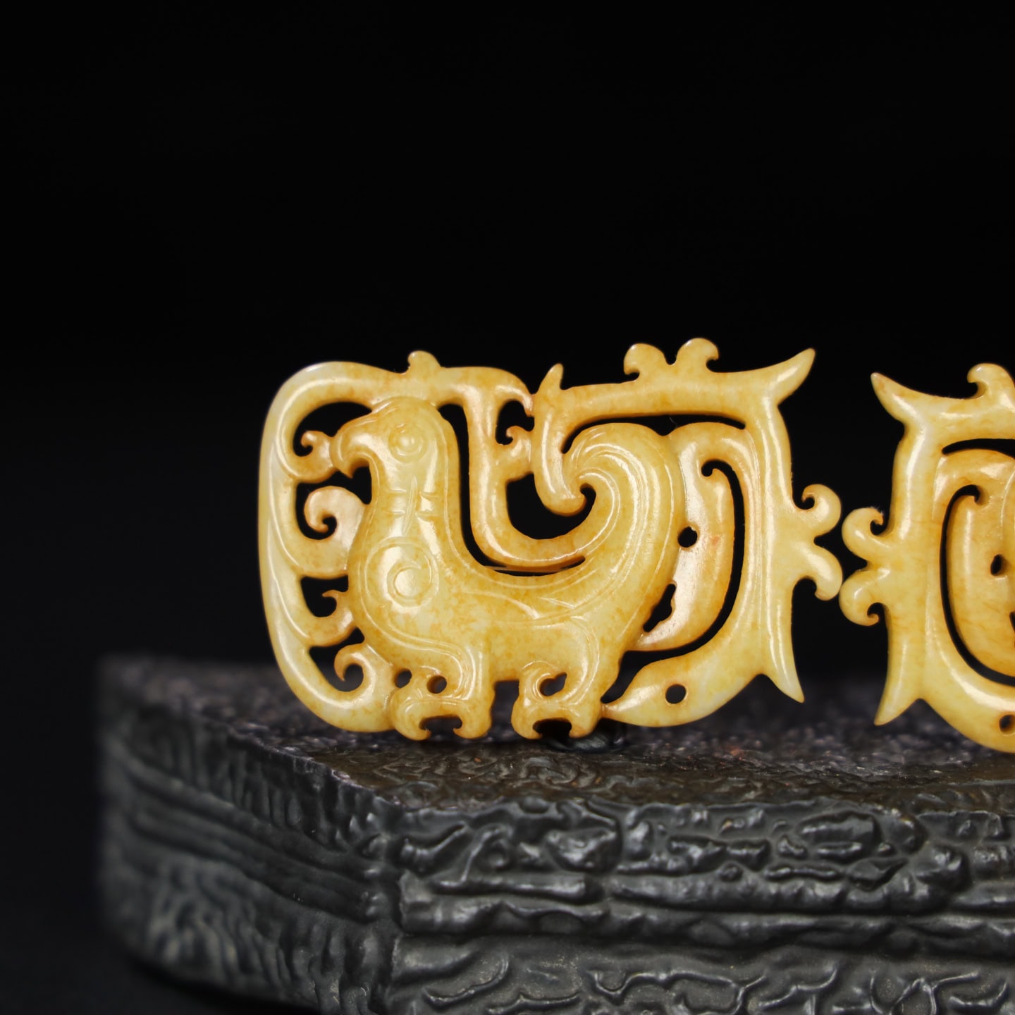 Chinese Natural Jade Carved Phoenix Pendants