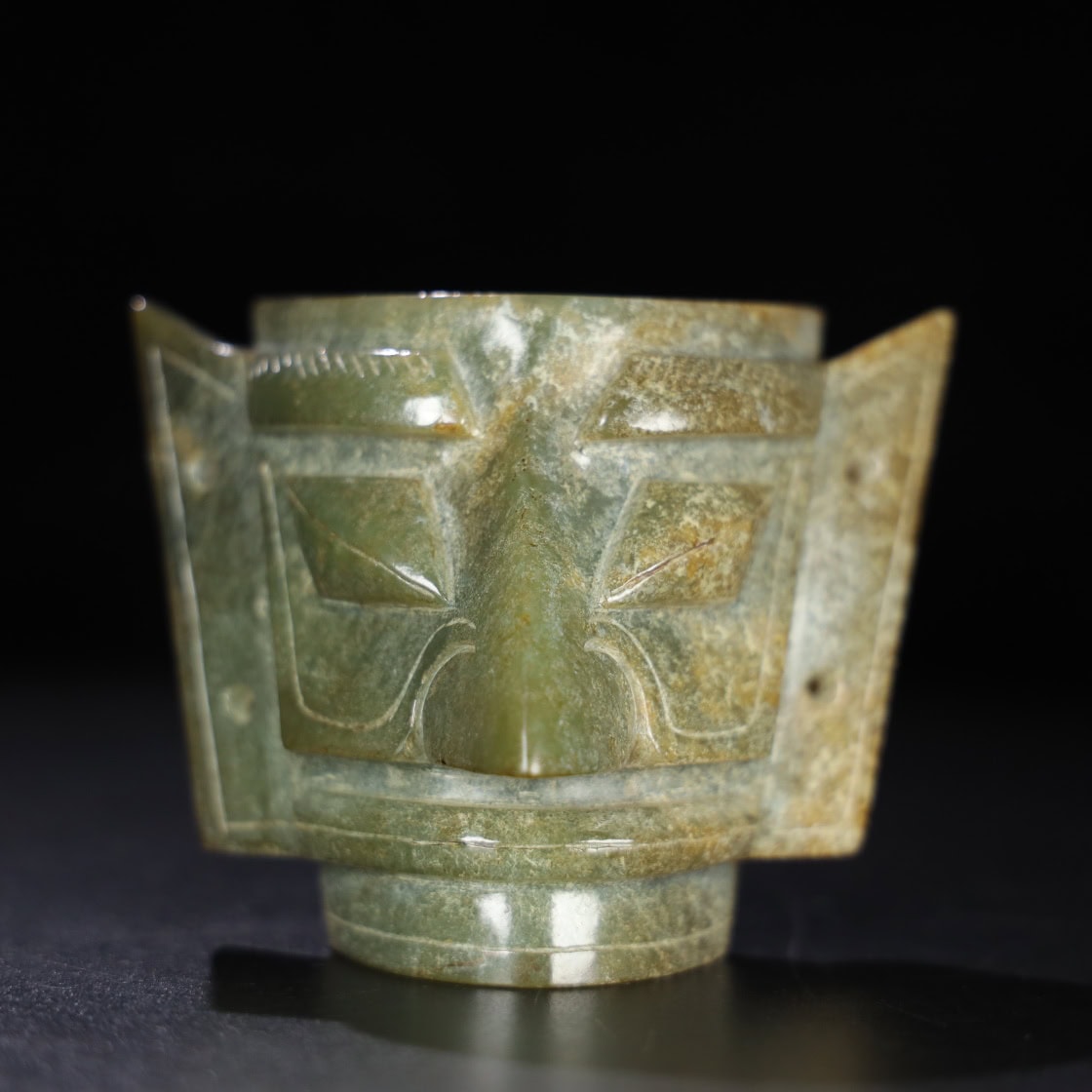 Chinese Natural Jade Carved Sanxingdui head