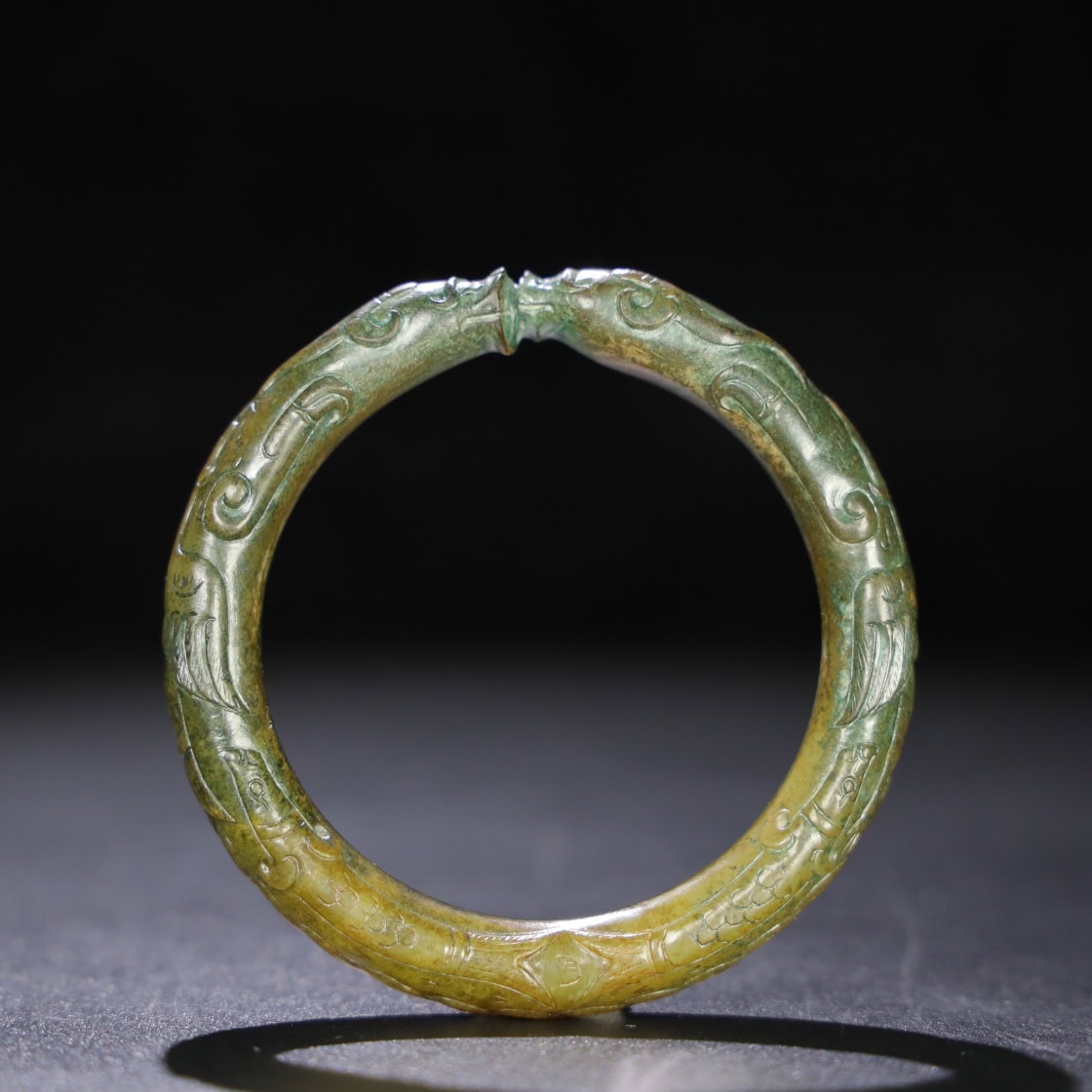 Chinese Natural Jade Carved Dragon Bracelet