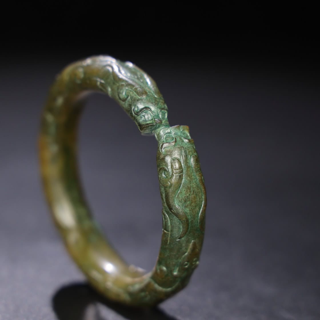 Chinese Natural Jade Carved Dragon Bracelet