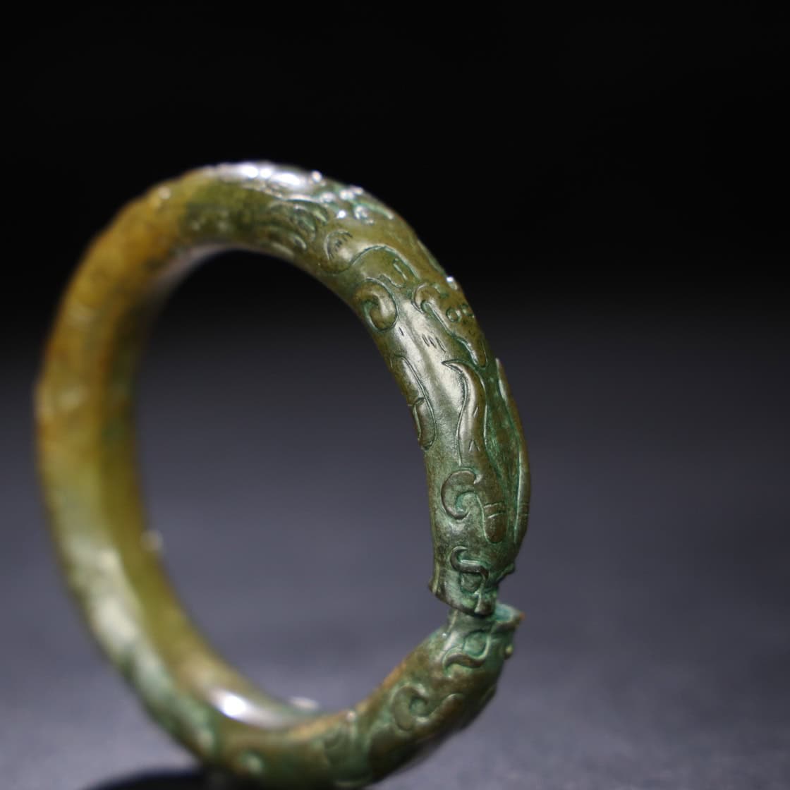 Chinese Natural Jade Carved Dragon Bracelet