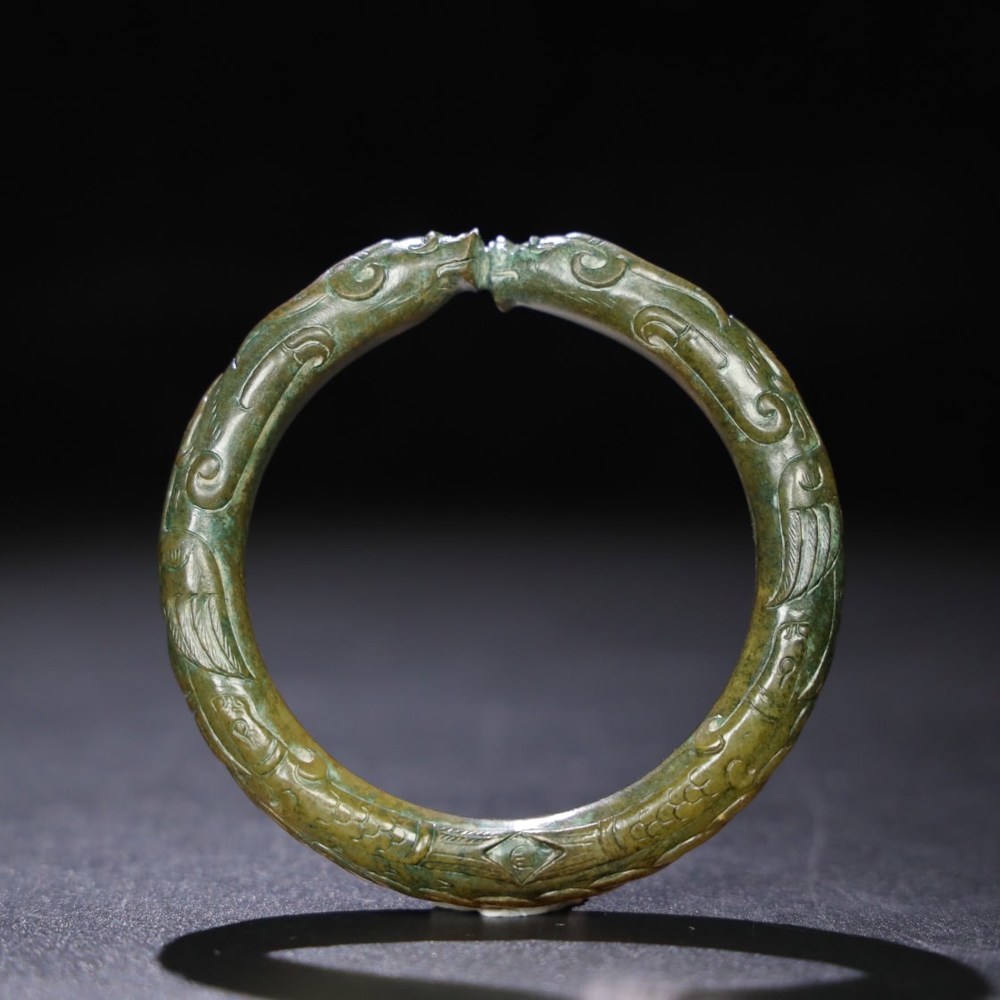 Chinese Natural Jade Carved Dragon Bracelet
