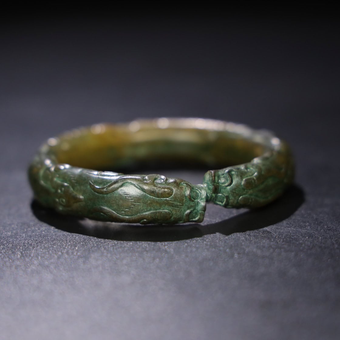 Chinese Natural Jade Carved Dragon Bracelet