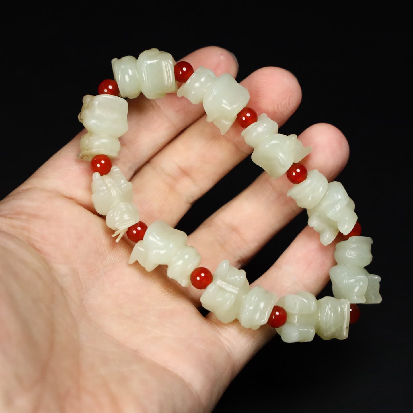 Chinese Natural Jade Carved Bracelets
