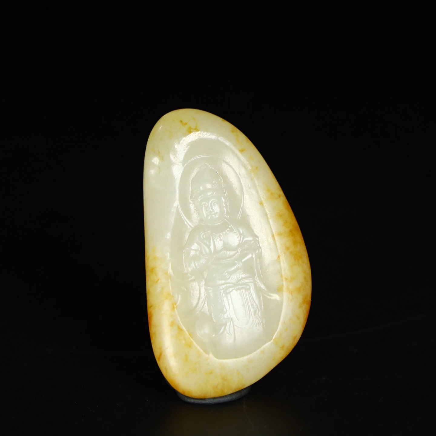 Chinese Natural Jade Carved Guanyin Pendant