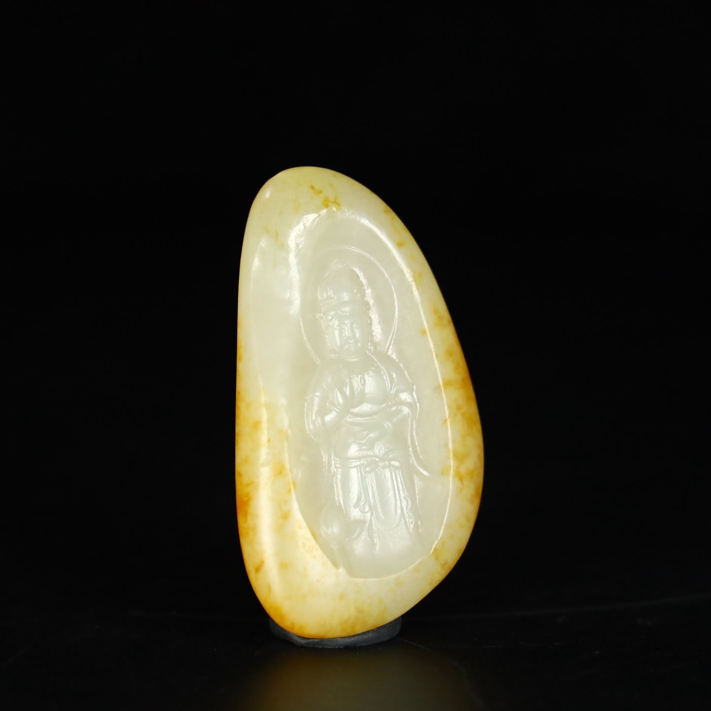 Chinese Natural Jade Carved Guanyin Pendant