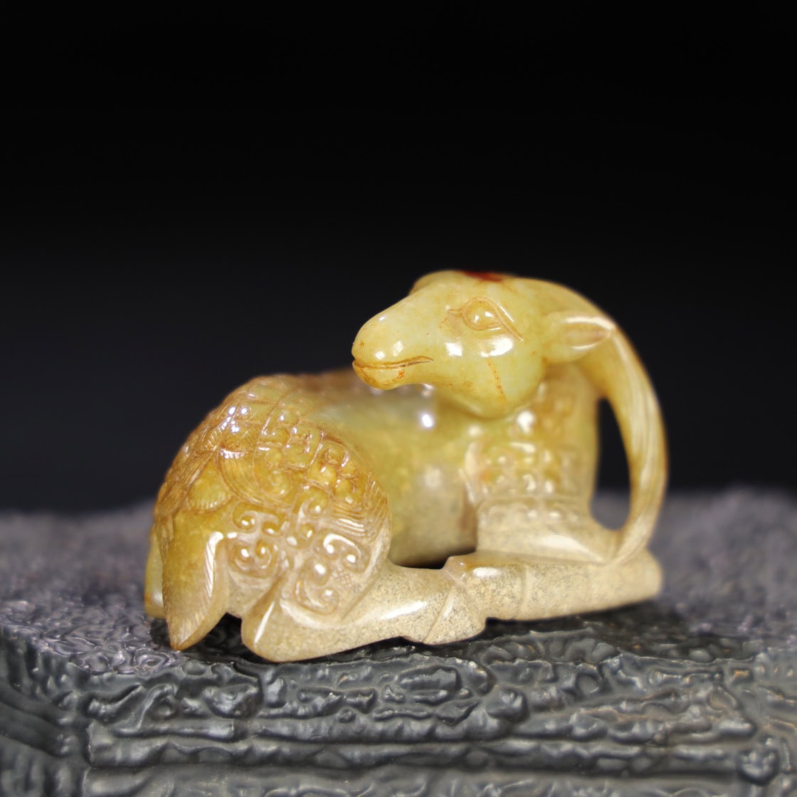Chinese Natural Jade Carved Sheep