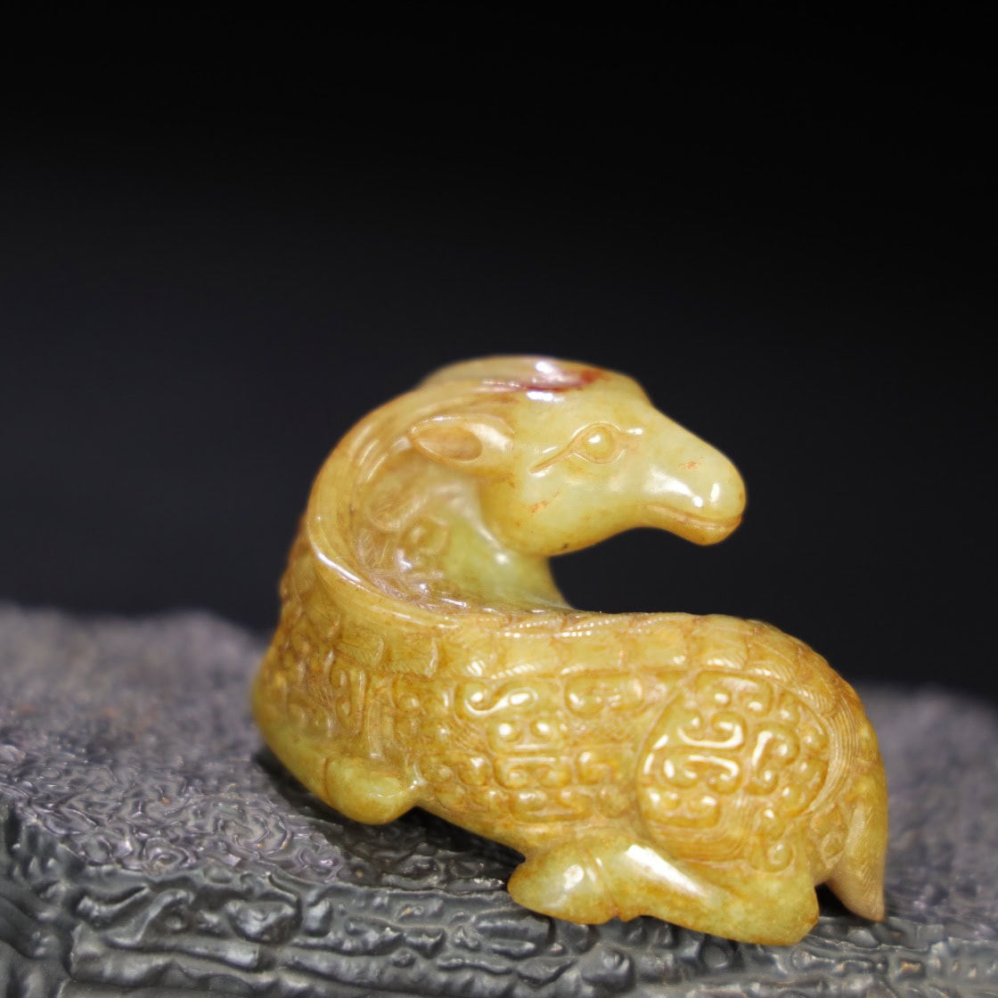 Chinese Natural Jade Carved Sheep