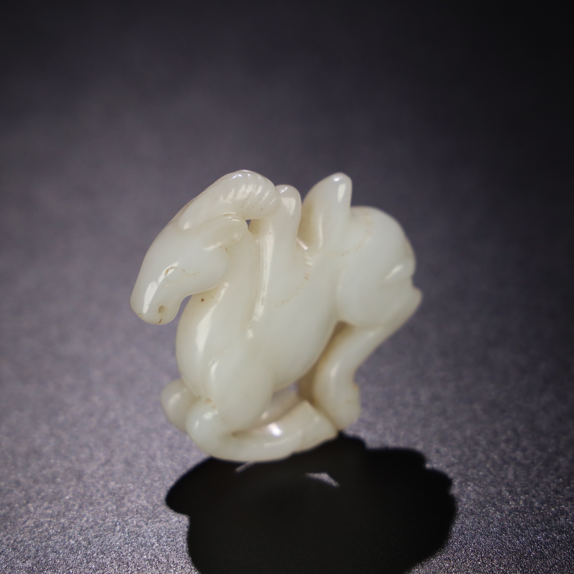 Chinese Natural Jade Carved Camel handles