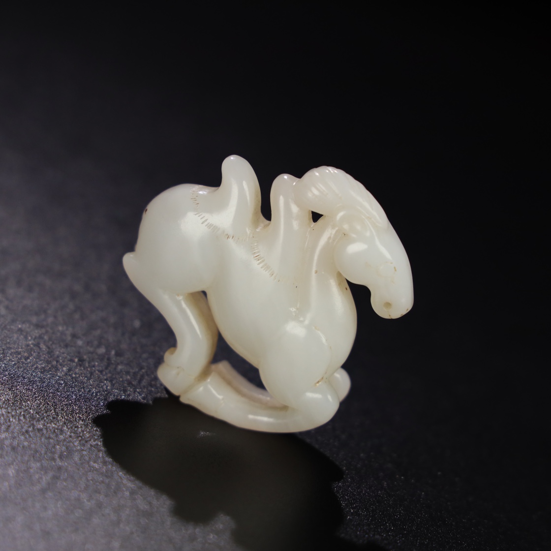 Chinese Natural Jade Carved Camel handles
