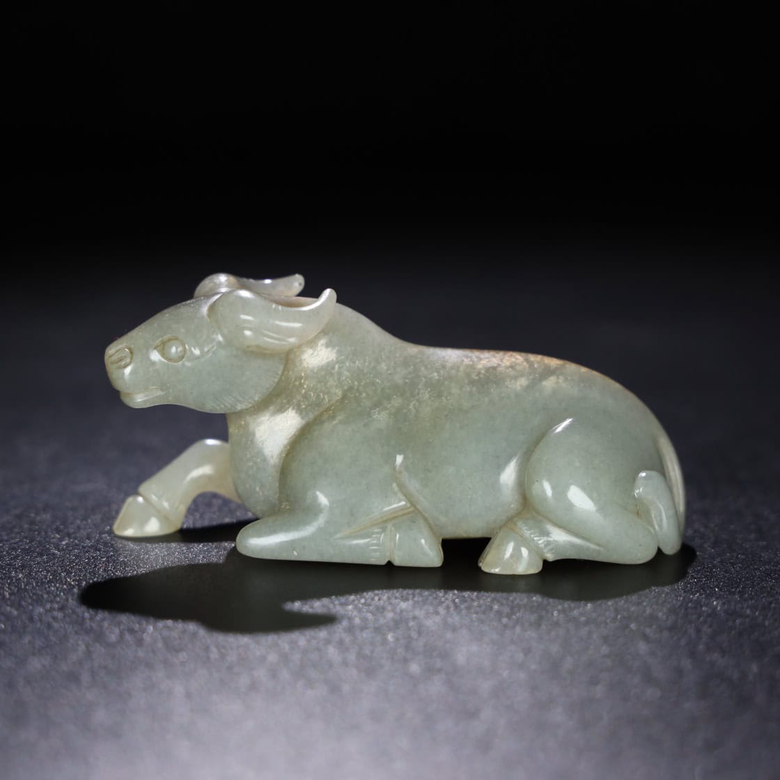 Chinese Natural Jade Carved Cow