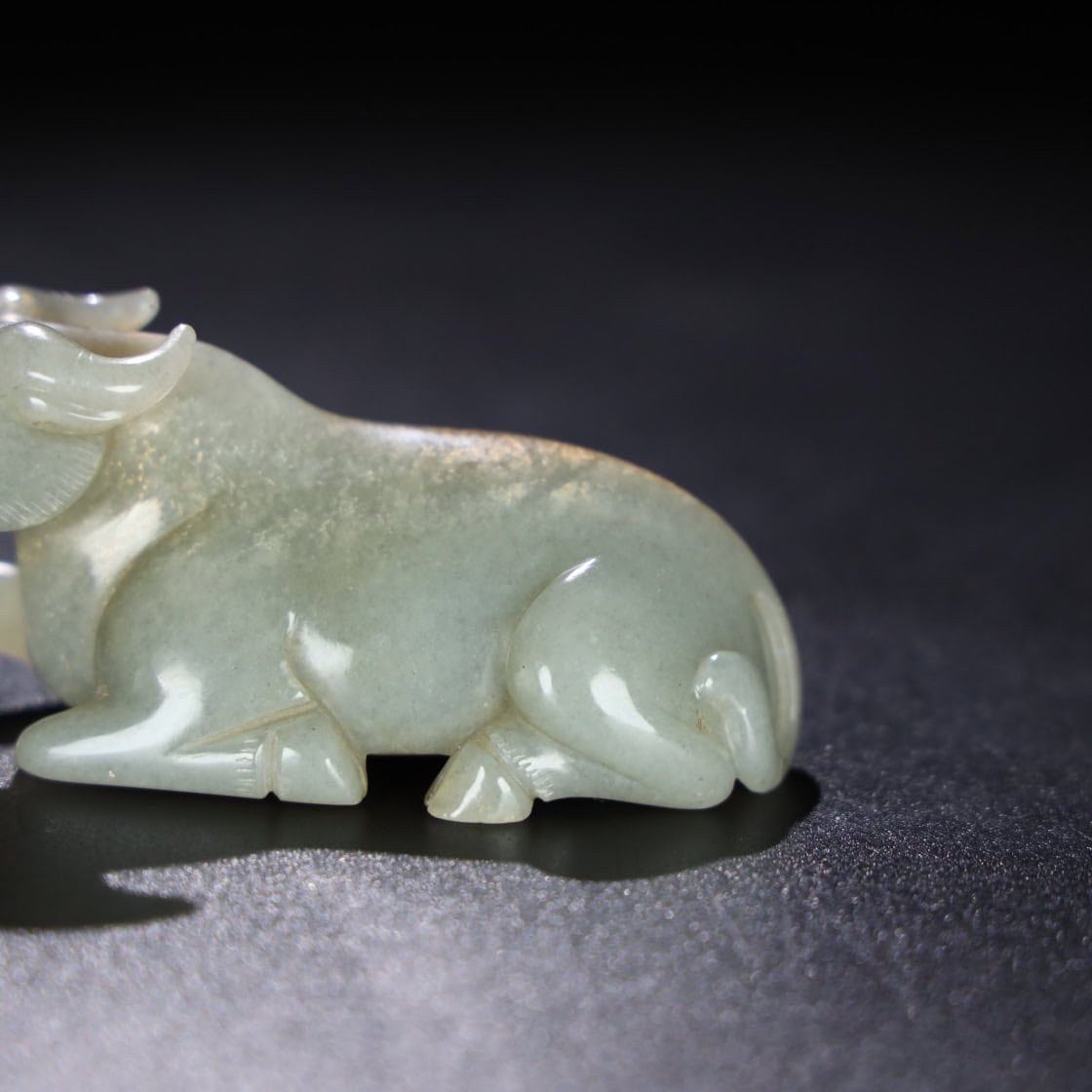 Chinese Natural Jade Carved Cow