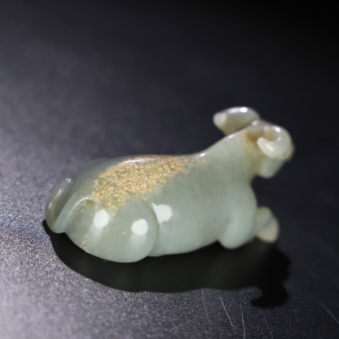 Chinese Natural Jade Carved Cow