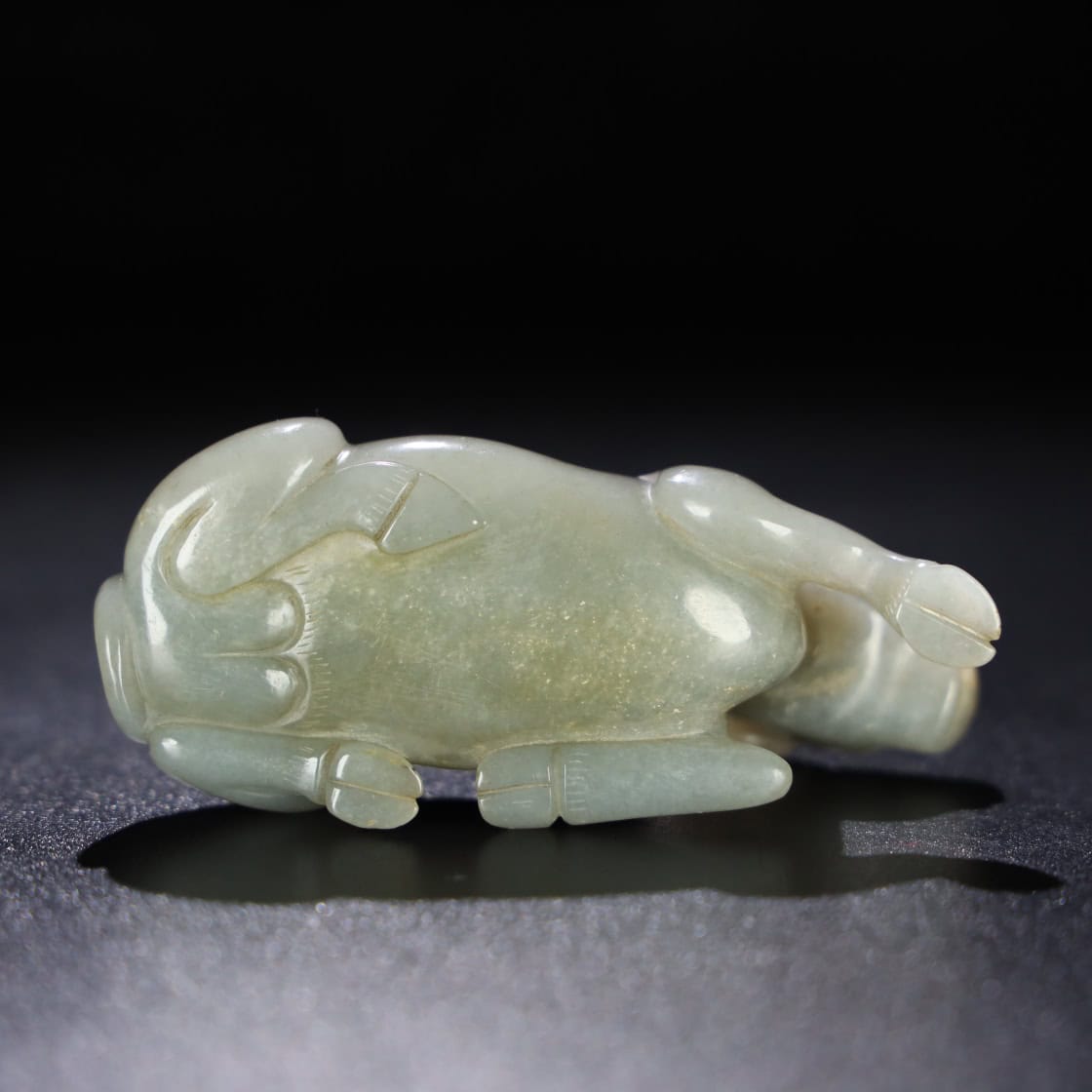 Chinese Natural Jade Carved Cow