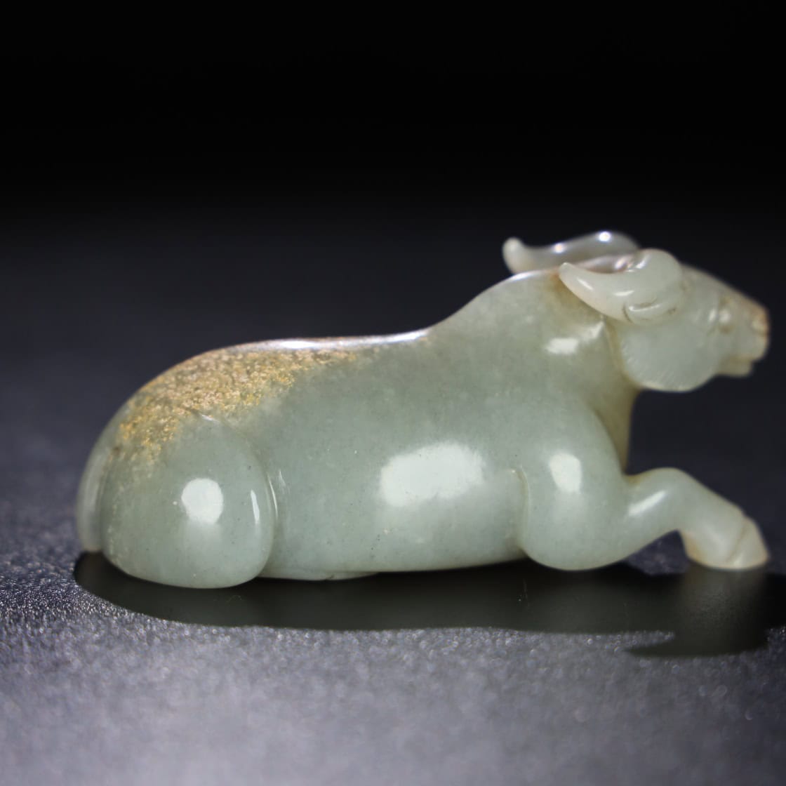 Chinese Natural Jade Carved Cow