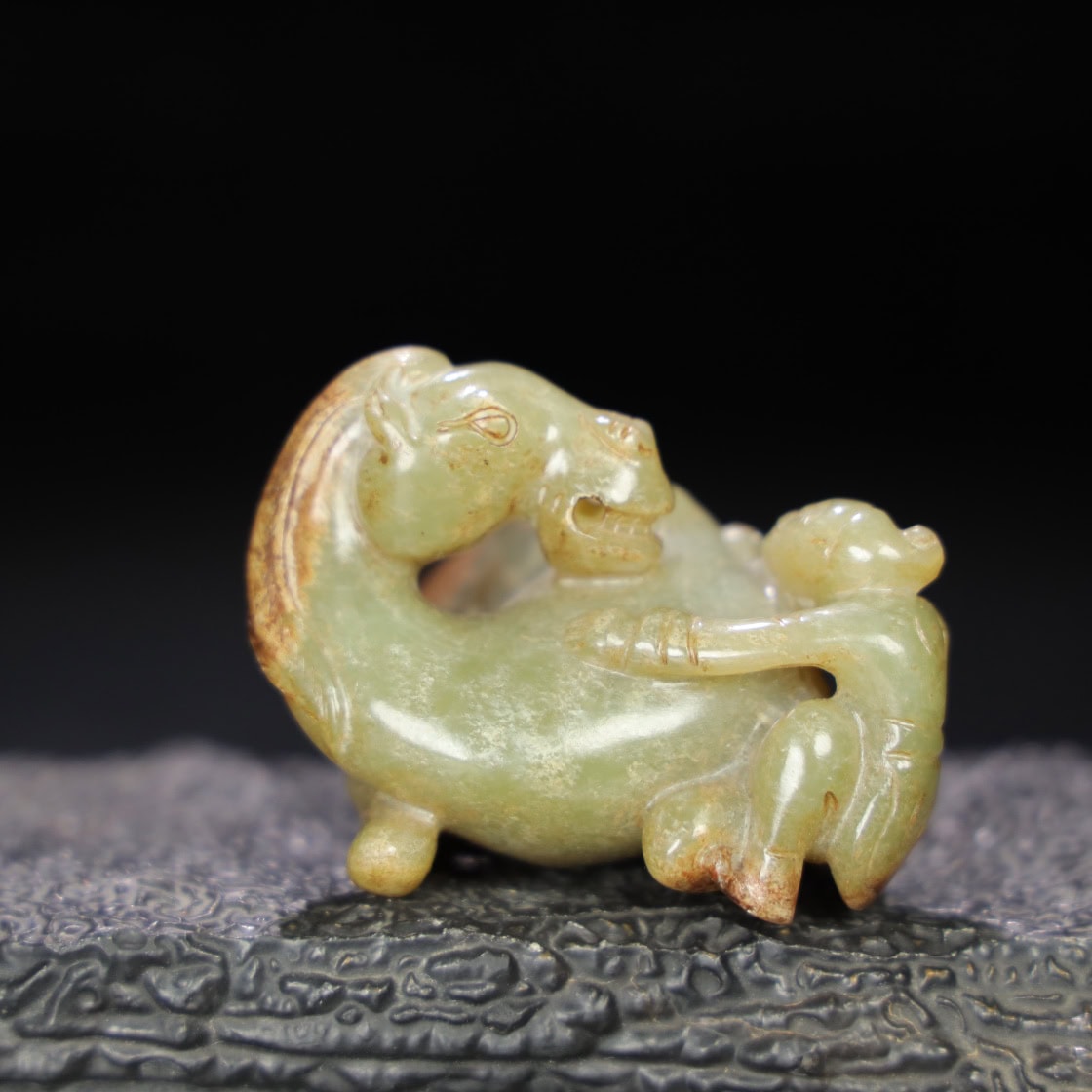 Chinese Natural Jade Carved Huren Camel