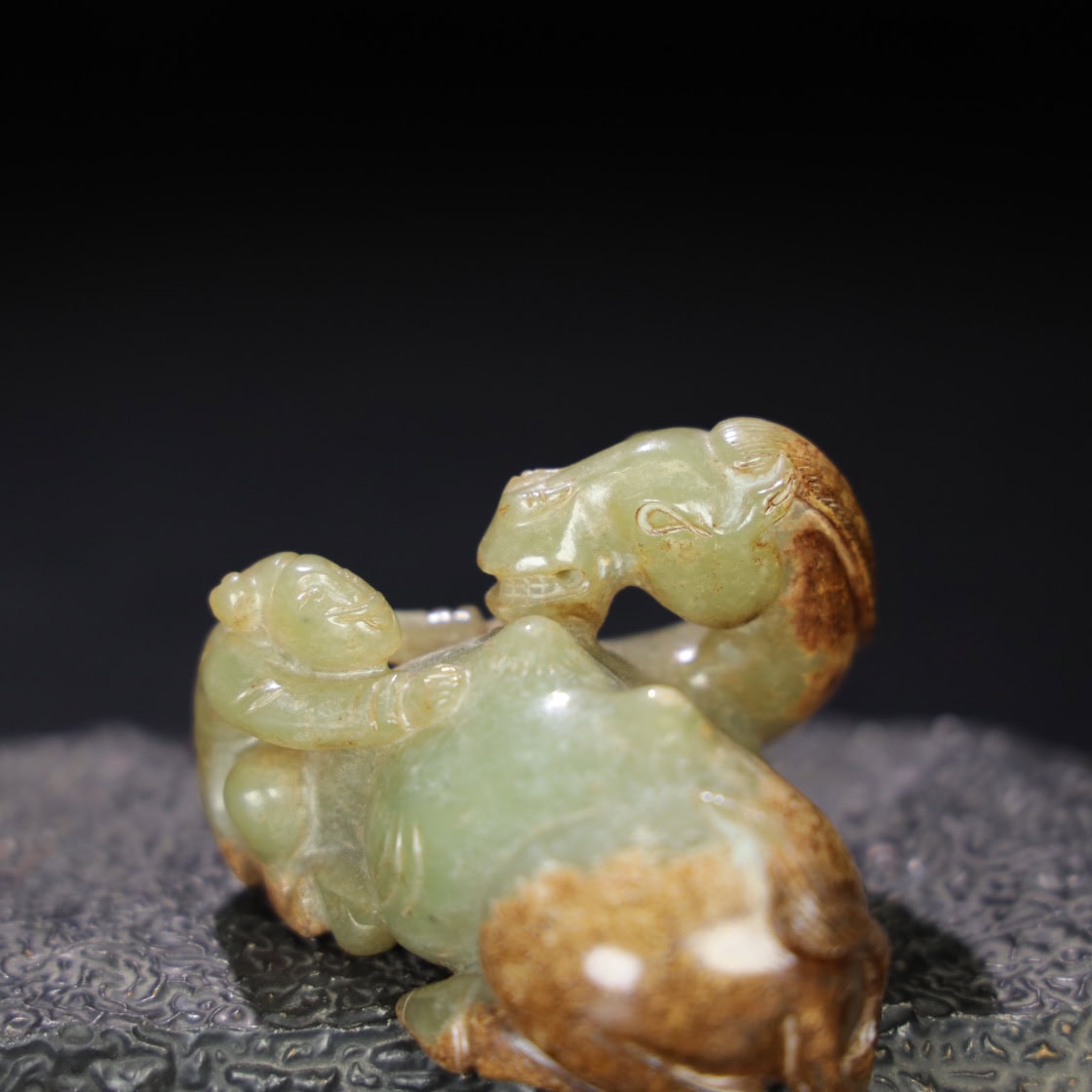 Chinese Natural Jade Carved Huren Camel