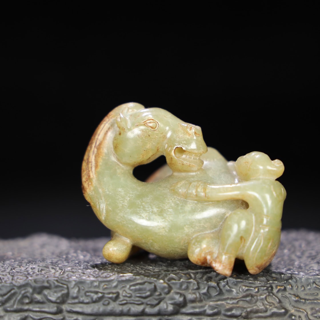 Chinese Natural Jade Carved Huren Camel