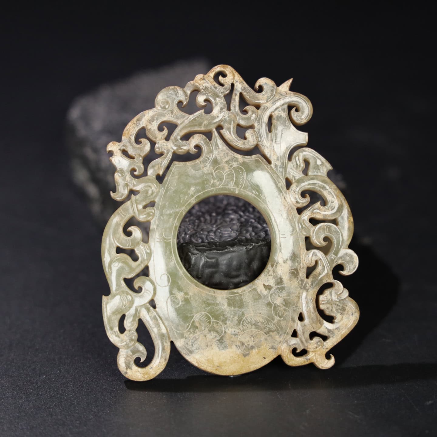 Chinese Natural Jade Carved Heart Pendant