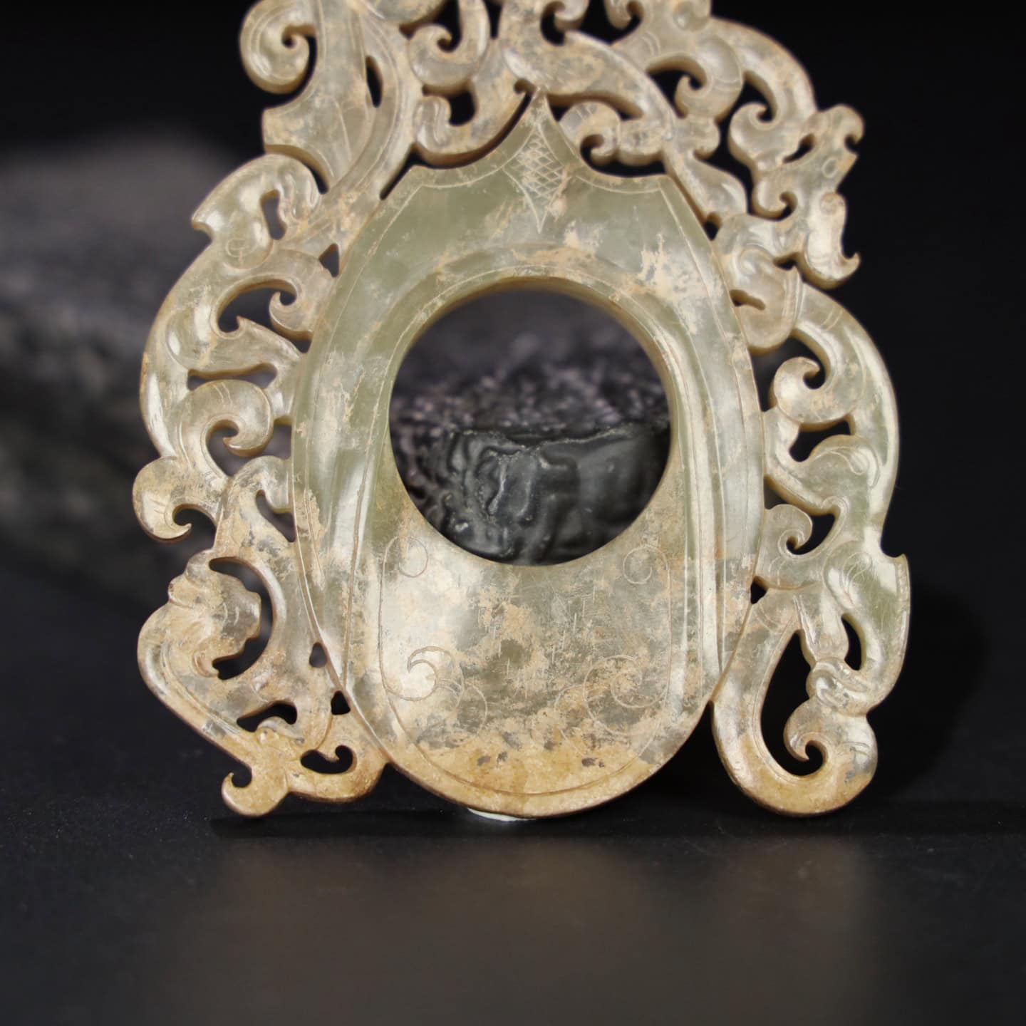 Chinese Natural Jade Carved Heart Pendant