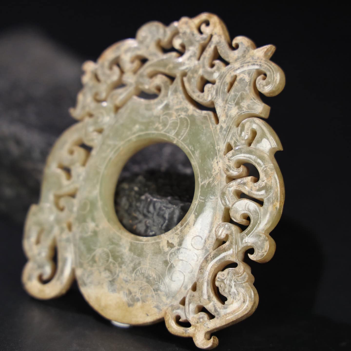 Chinese Natural Jade Carved Heart Pendant