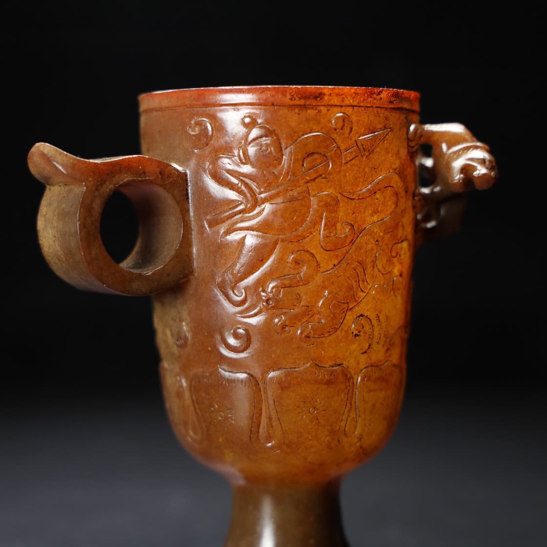 Chinese Natural Jade Carved Cup