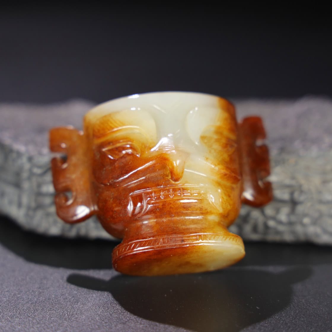 Chinese Natural Jade Carved Sanxingdui Ornament