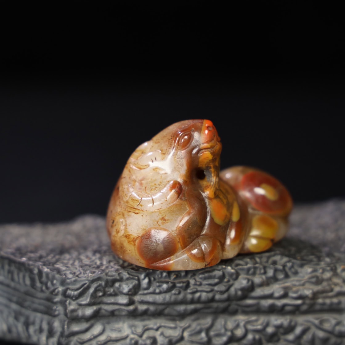 Chinese Natural Jade Carved Red Sheep Handle