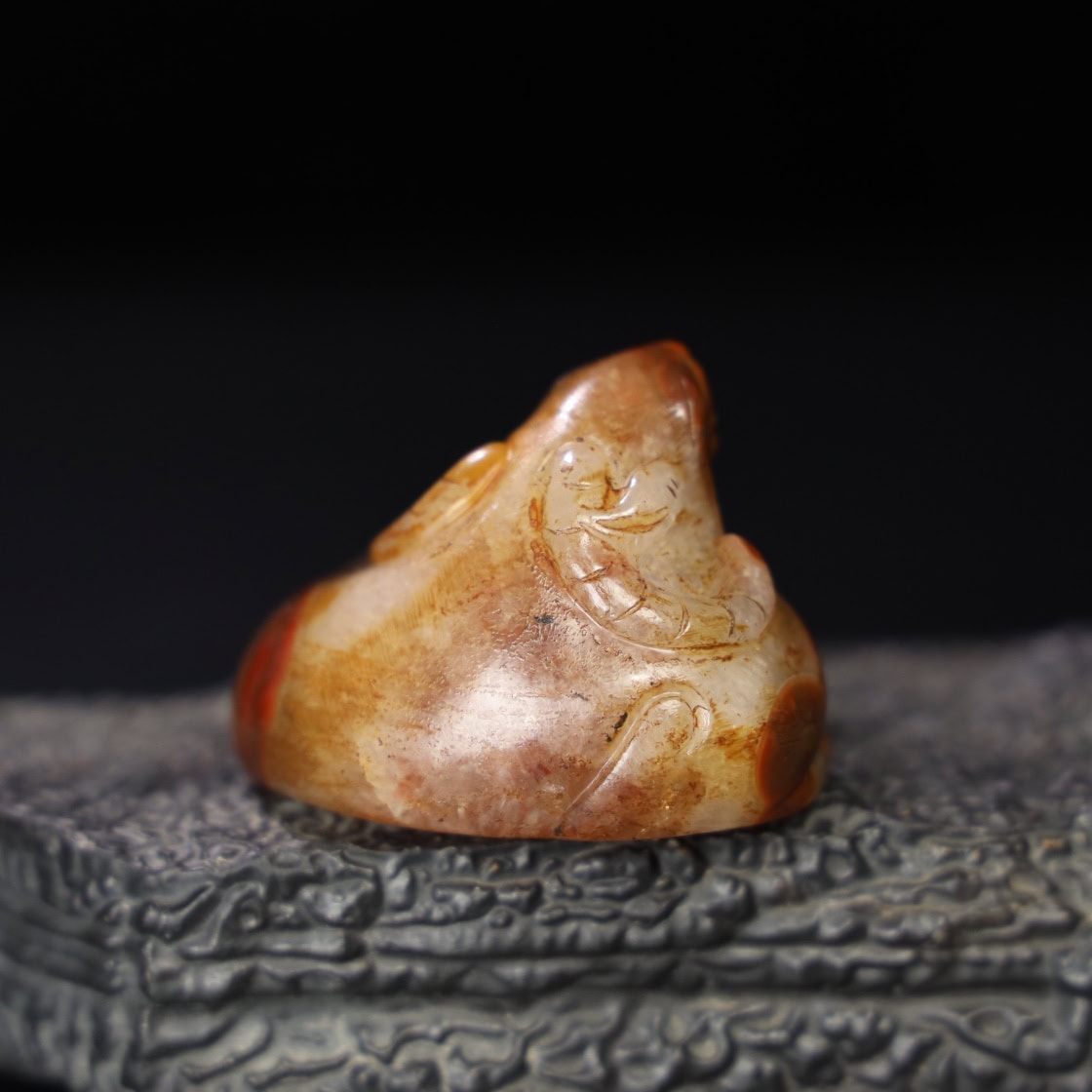 Chinese Natural Jade Carved Red Sheep Handle